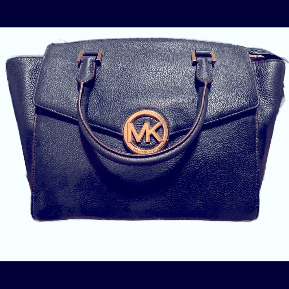 Blue micheal kor top handle bag